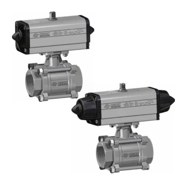 2-way ball valves with AISI316 valve body and  pneumatic actuator 424 series